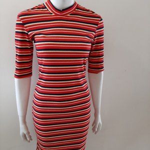 NWT Knee length dress stripped grunge casual style